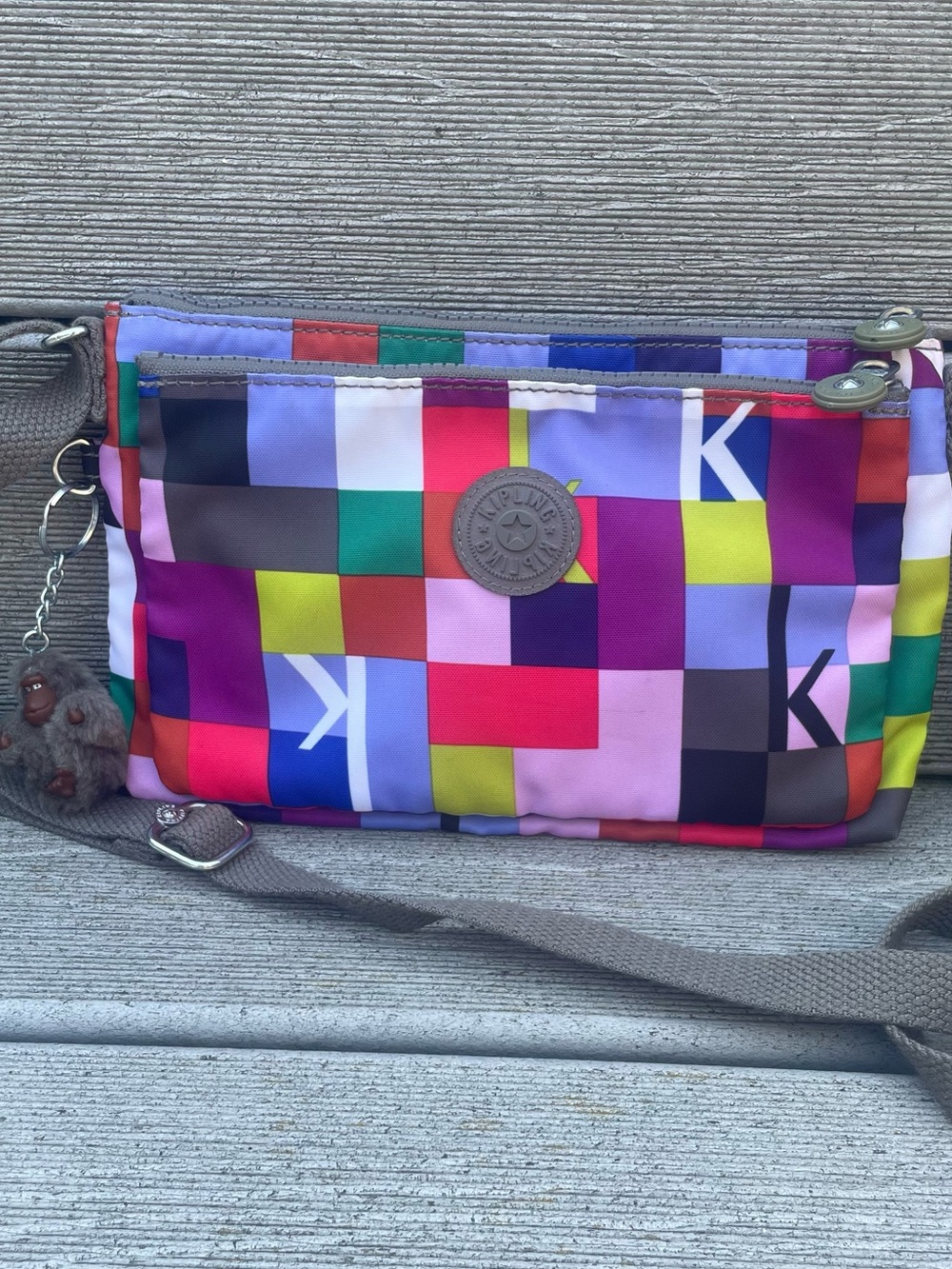 Kipling Mikaela Crossbody Bag Purse Vibrant K Squared Colorful AC7862 Monkey